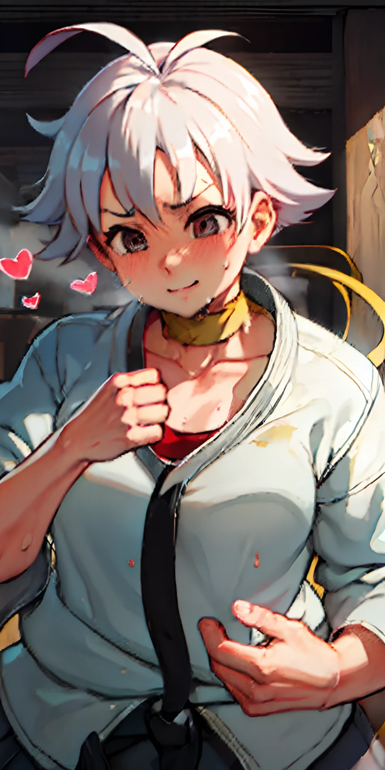 1girl in,Heart-shaped pupil,Fingernails,hands on own face,Black hair,Purple eyes,(blush:1.1),Choker,Upper body,trembling,Sweat,sweat drop,heart mark,(SPEEDLINE:1.1),medium breasts, ((Heavy breathing:1.3)), Koi, heart mark, croptop, Happy, Smile、Makoto was forcibly impregnated and raped by a rapist demon、fertilized、Full body standing picture、Full body depiction、【Becoming pregnant】