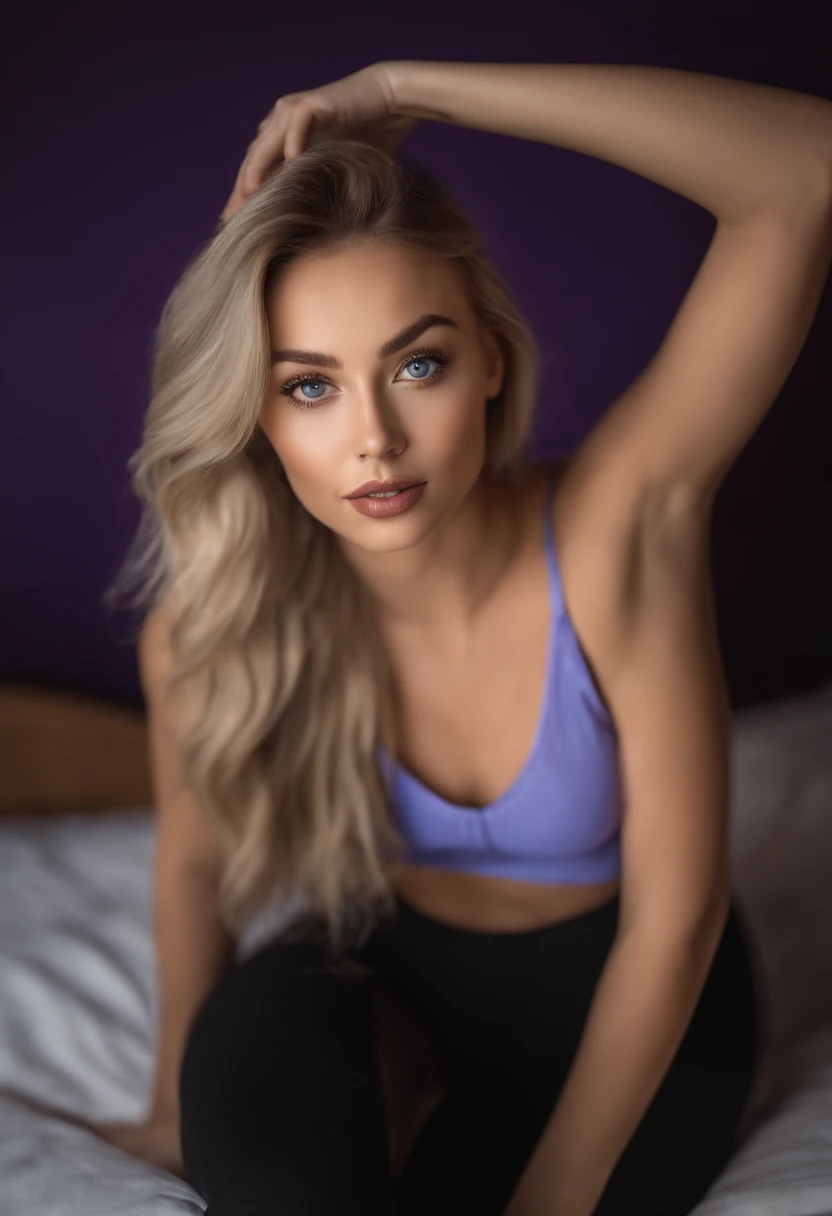 Woman with matching tank top and panties, Sexy girl with blue eyes, portrait sophie mudd, portrait corinna kopf, blonde hair and large eyes, Selfie einer jungen Frau, Augen im club Violet Myers, ohne Make-up, Natural makeup, Blick direkt in die Kamera, Gesicht mit Artgram, dezentes Make-up, Stunning full body shot, im Schlafzimmer, Spaltung