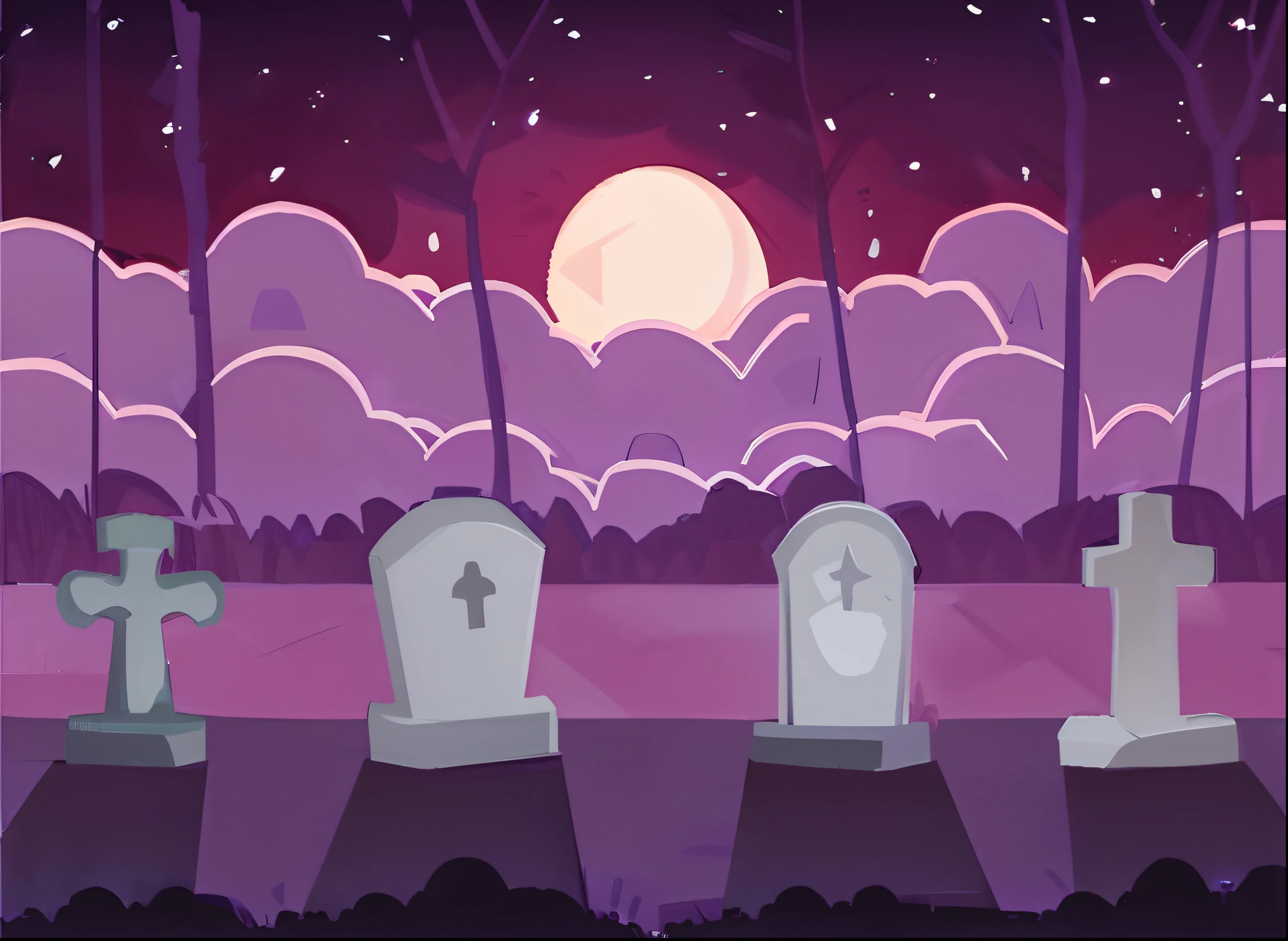 a graveyard with tombstones and trees at night, graveyard background, 2d game background, dark graveyard scene, 2 d game art background, graveyard landscape at night, graveyard, random background scene, graveyard landscape, mobile game background, at the graveyard at midnight, background art, graveyard tombstones, the graveyard!!, in a graveyard, bats flying over tombstones