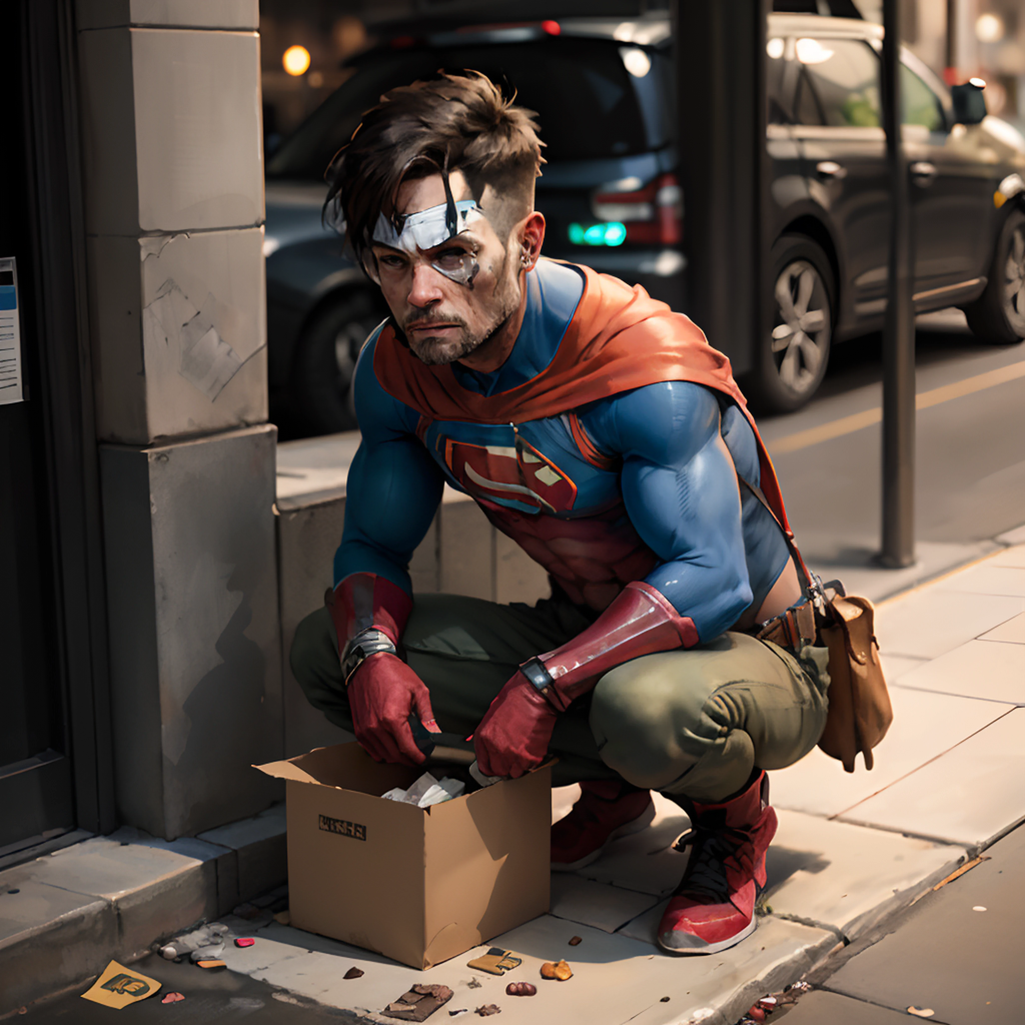 super hero beggar