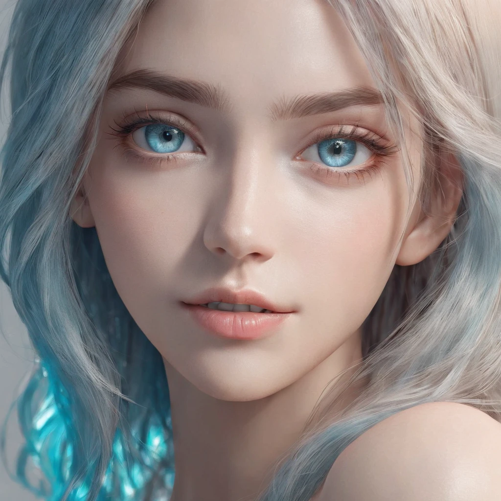 High quality, Best Quality, Photorealistic, Raw photo, Realistic, Ultra-realistic 8K CG, Ultra Detail, High Definition, masterpiece, concept art by Carne Griffiths , 1 girl, 26year old, Beautiful face of a woman, Soft face, Elegant, Long hair, Blue eyes, Light blue aqua eyes, close up, Intricate details, Detailed textures, Fine details, Front face , Female Natural Body, Sexy, Very beautiful young woman face, naked, You can see your slippery in full.