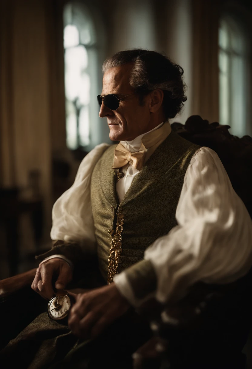 Monstruo de Frankenstein, podrido, con gafas negras, reloj de oro, gruesas cadenas de oro, Vestido con traje viejo, ((hiper detallado)), (no duplicado)