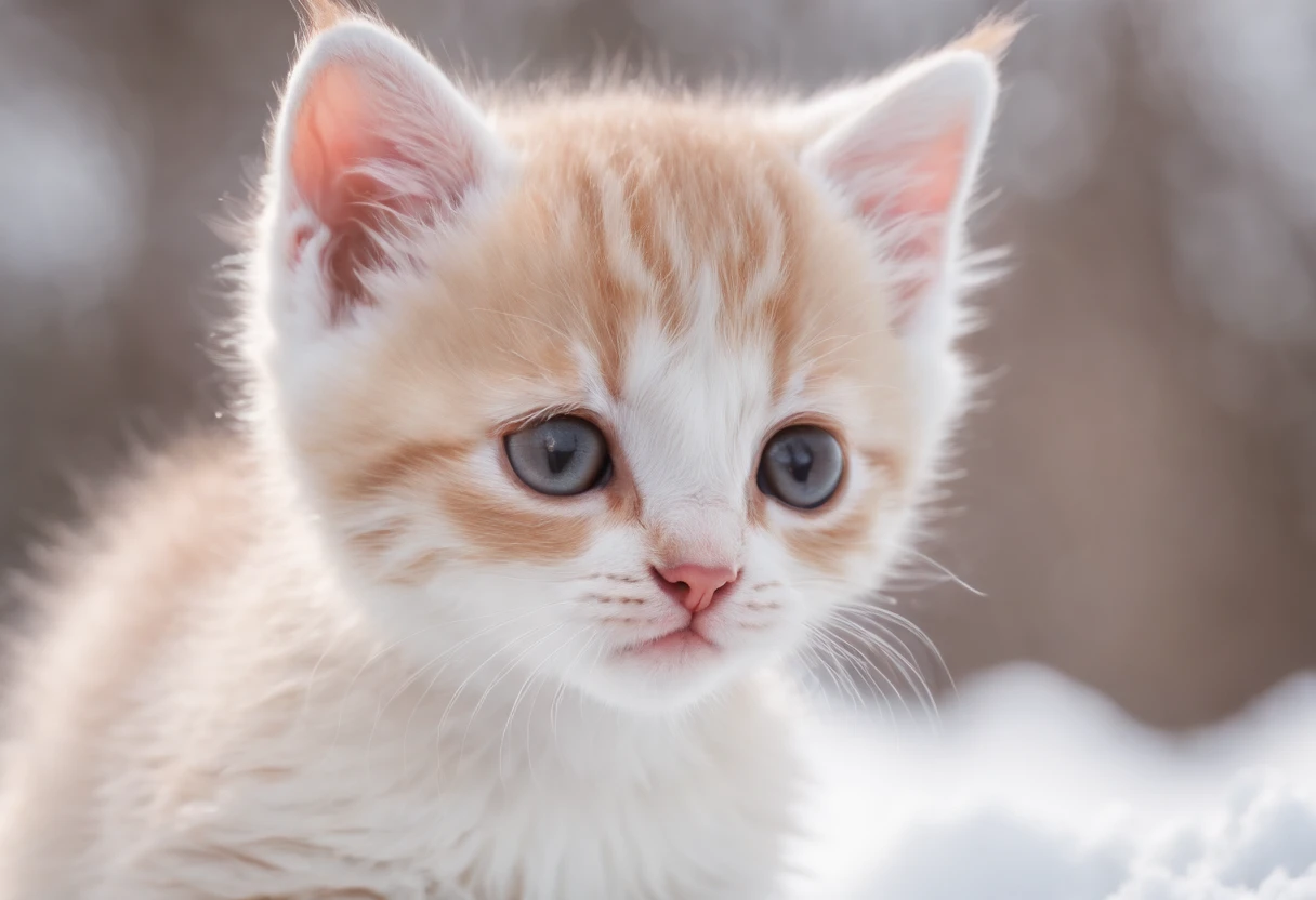 a cute kitten playing in the snow, hyper realistic, photo realistic, national geographic photo