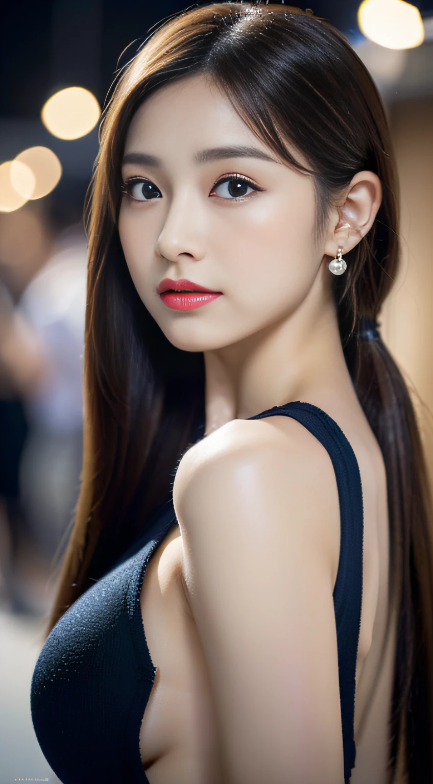(((32K,very high res, high detailing, highly accurate,Masterpiece Girl 1))),Raw photo & realistic atmosphere,beautiful dark blue eyes,Detailed mouth,Glossy lips,Detailed eyebrows,Soft white skin that shines with every detail,,Eyes drawn in detail、Very beautiful eyes with azure eyes,Detailed lips、Very beautiful face,Very well-formed face、Lifelike face,shiny beautiful lips,Beautiful eyebrows,Infinite reality,Best design,(Insanely cute Japan ,Healthy style,Beautifully shaped breasts,Very cute beautiful girl,Little Girl:1.5)al Makeup,Japanese ido,Korean Idols,Young sensual idol,Moist eyes,Dark beautiful eyes,Beautiful butt,beauty legs,,camel's foot,,Skinny Fingers,Detailed elongated legs:1.3),超A high resolution、,Natural and realistic face,Back lighting,Pure eyes are too cute,(((photorealisim))),Reality Live Action,(Fashionable earrings,,a necklace,A bracelet,gyuru,Glossy nail art:1.6),(Sexy cheerleader with detailed design,17-year-old loli girl,light brown hair,ded ponytails,,独奏,natural make up:1.7),Night in Shibuya,(Leaning forward,Upper body close-up,breast closeup,From directly above, Shot from the sky Face approaching and waiting for a kiss,amorous,closing eye:1.8)