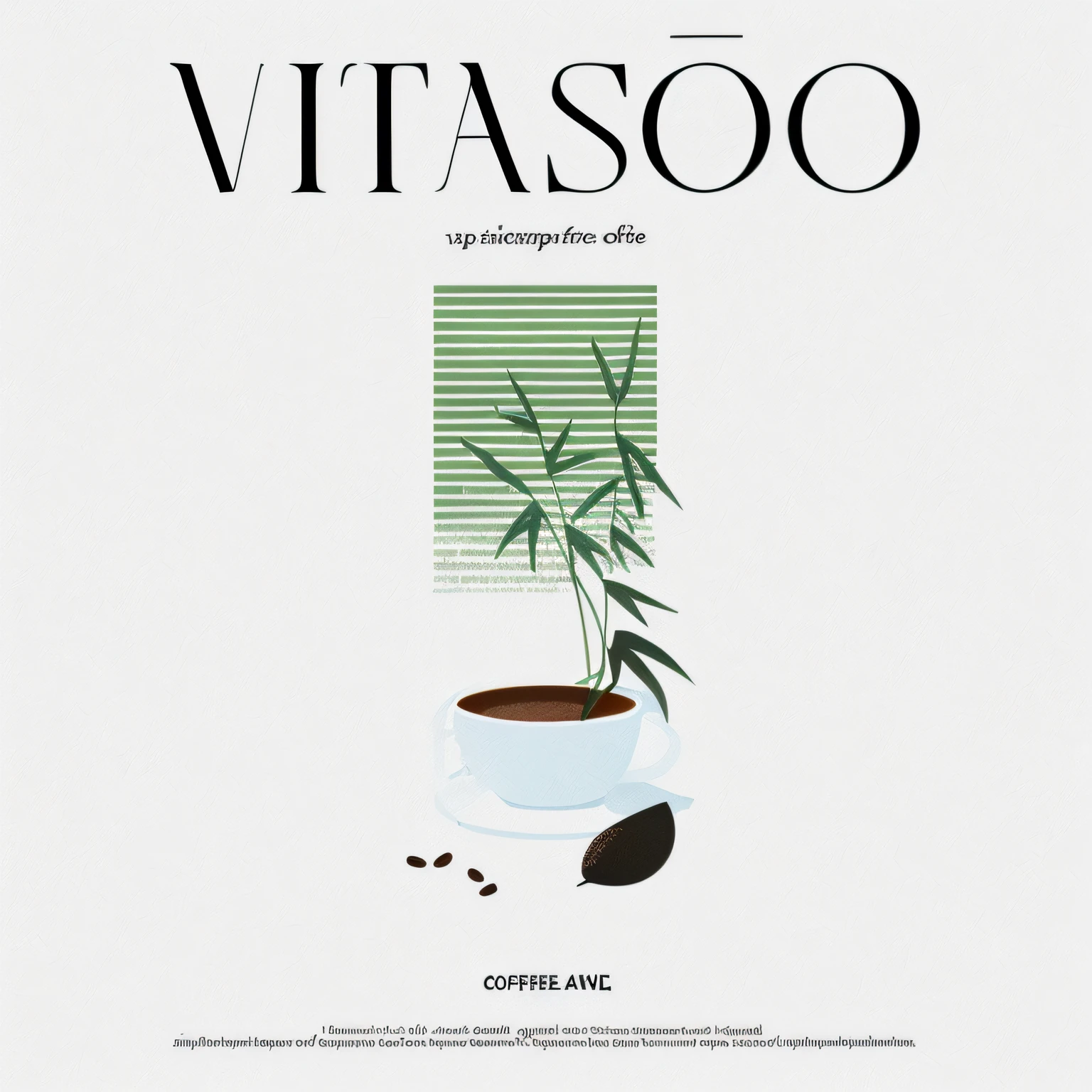 Close-up of a cup of coffee,There is a plant on it, inspired by Oswaldo Viteri, Poster illustration, illustrated poster, Inspired by Alain Tasso, magazine illustration, magazine art cover illustration, magazine illustration, Digital illustration poster, author:Victor Oliva, virtuoso, illustratio, Japanese inspired poster, clean minimalist design, minimalistic illustration, A illustration