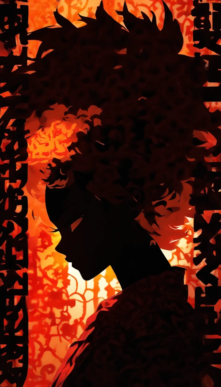(Silhouette art,incision:1.6)
(((arte em papel cortado,A world where only black exists:1.3)
(Cowboy shot),1 girl,Solo,
(Kimono girl,profile:1.2),White, Clear and beautiful face,Behind the sunrise
break
(rosette、viola Reddish:6.1)
Textured glass background,