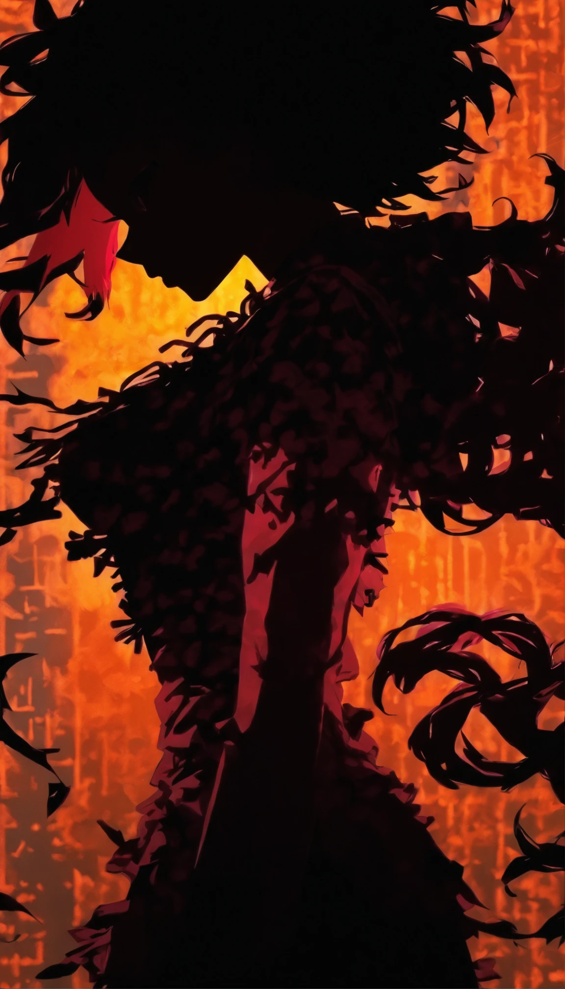 (Silhouette art,incision:1.6)
(((arte em papel cortado,A world where only black exists:1.3)

(Cowboy shot),1 girl,Solo,
(Kimono girl,profile:1.2),White, Clear and beautiful face,Behind the sunrise

break
(rosette、viola　Reddish:6.1)
Textured glass background,