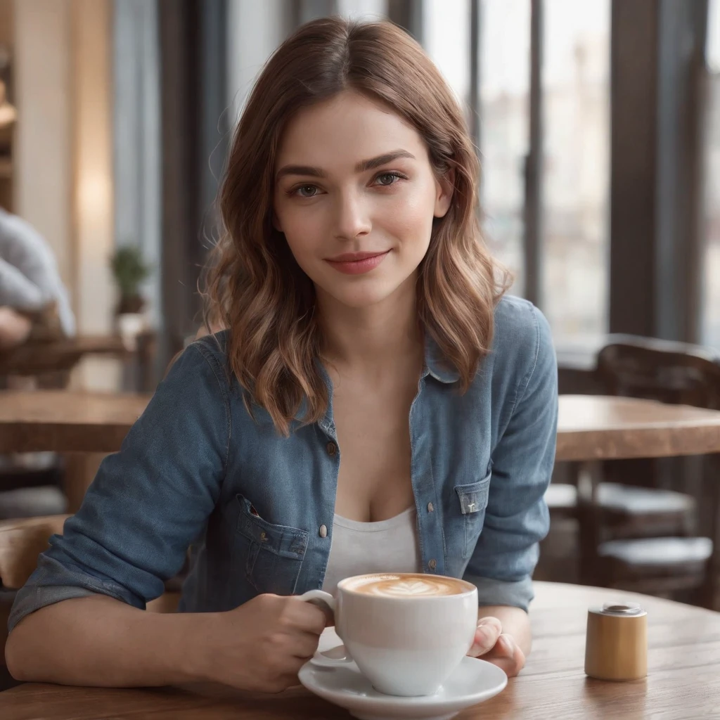 (best quality ),(masterpiece),(ultra detailed), ultra high res, (super fine illustration),Casual breakfast style, jeans and t-shirt.
Smiling while holding a coffee cup and reading a newspaper at a table in a cafe.
A pose that expresses the calm morning atmosphere and cafe culture. , (concept art by Carne Griffiths ) ,stunningly noble, stunningly beautiful ,absurdres,3d render, octane render, approaching perfection , highly detailed clothes ,intricately detailed ,8 life size ,thicc body ,perfect anatomy ,well groomed face ,highly detailed beautiful hair , highly detailed hairstyle, symmetrical and balanced, beautiful gradient , sharp focus, 4k resolution, golden ratio, Centered image, Beautiful Composition, symmetrical and balanced,