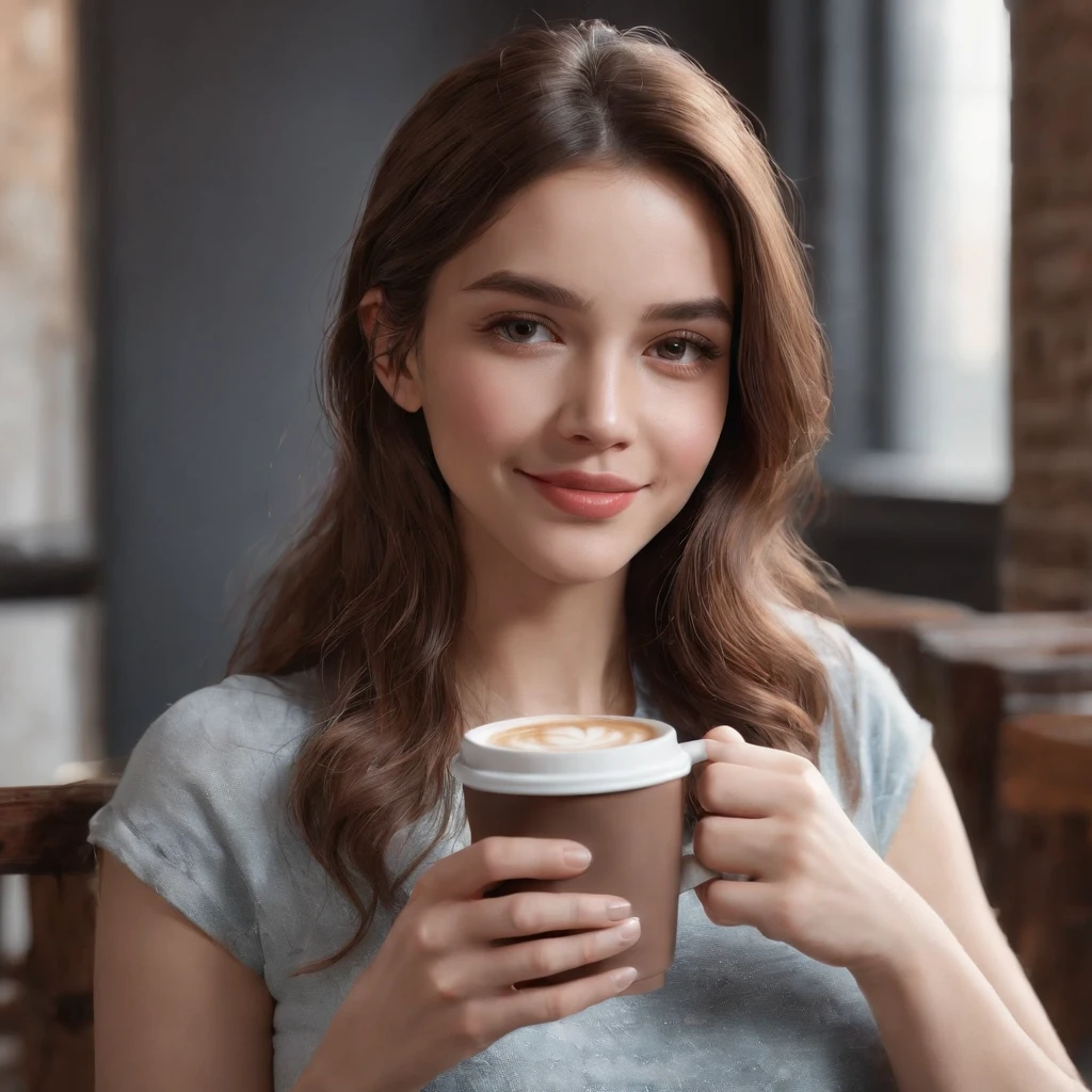 (best quality ),(masterpiece),(ultra detailed), ultra high res, (super fine illustration),Casual breakfast style, jeans and t-shirt.
Smiling while holding a coffee cup and reading a newspaper at a table in a cafe.
A pose that expresses the calm morning atmosphere and cafe culture. , (concept art by Carne Griffiths ) ,stunningly noble, stunningly beautiful ,absurdres,3d render, octane render, approaching perfection , highly detailed clothes ,intricately detailed ,8 life size  ,thicc body ,perfect anatomy ,well groomed face ,highly detailed beautiful hair , highly detailed hairstyle, symmetrical and balanced, beautiful gradient , sharp focus, 4k resolution, golden ratio, Centered image, Beautiful Composition, symmetrical and balanced,