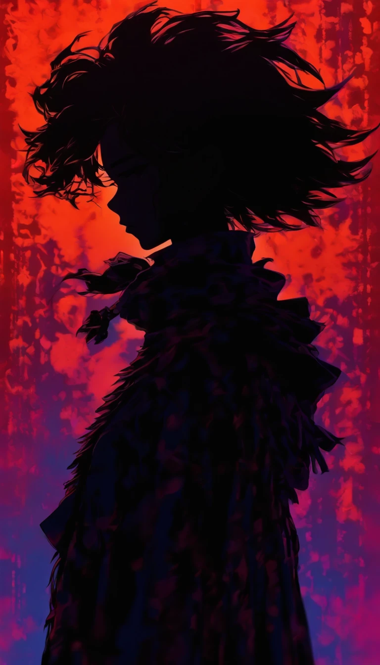 (Silhouette art,incision:1.6)
(((arte em papel cortado,A world where only black exists:1.3)
(Cowboy shot),1 girl,Solo,
(Sexy girl,profile:1.2),White, Clear and beautiful face,Behind the sunrise,hair
break
(rosette、viola Reddish:6.1)
Textured glass background,