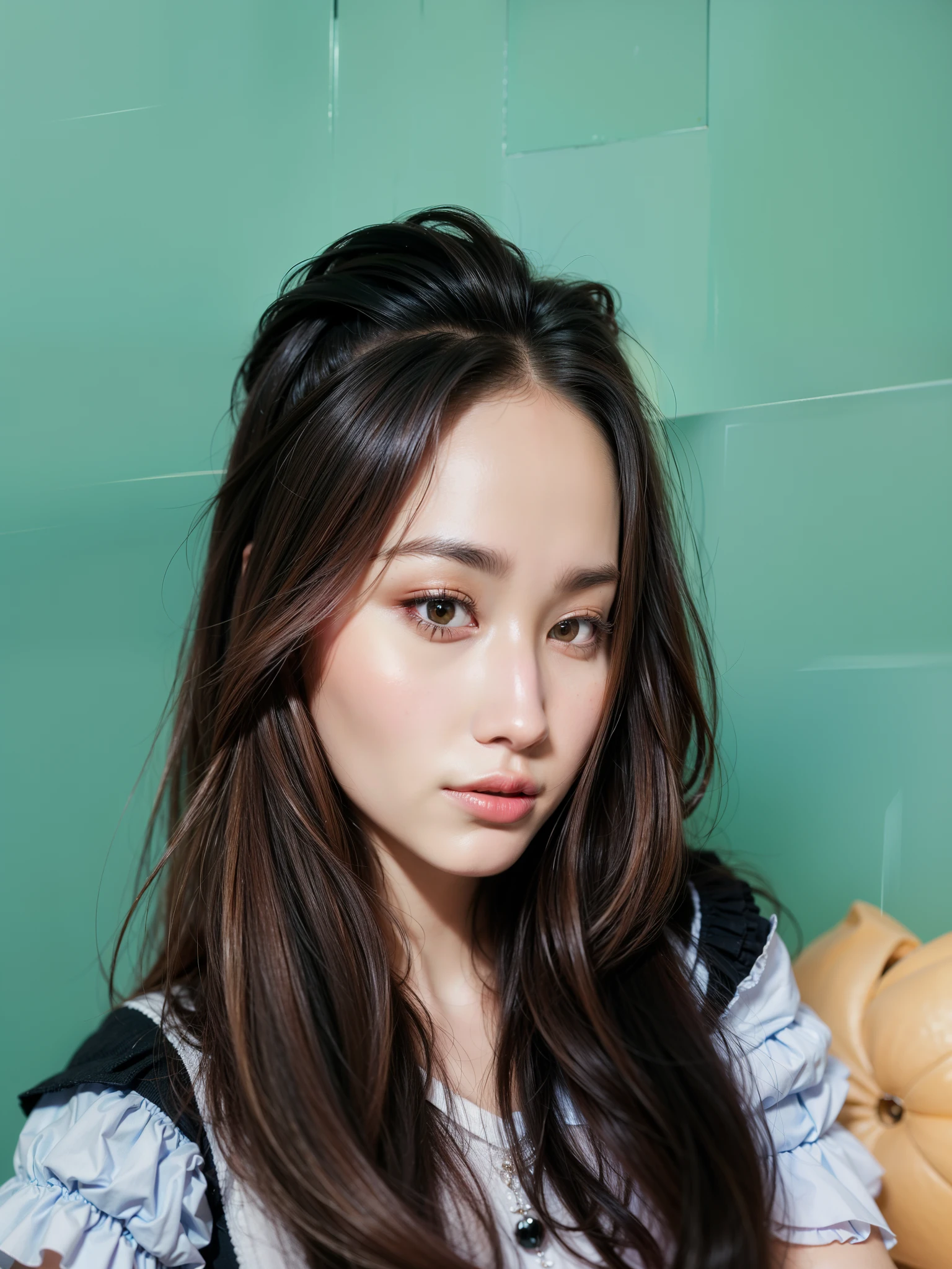 High quality image, masterpiece, detailed hair texture, detailed skin texture, detailed cloth texture, 8k, ultra detailed skin texture, skin pores, portrait of a woman
