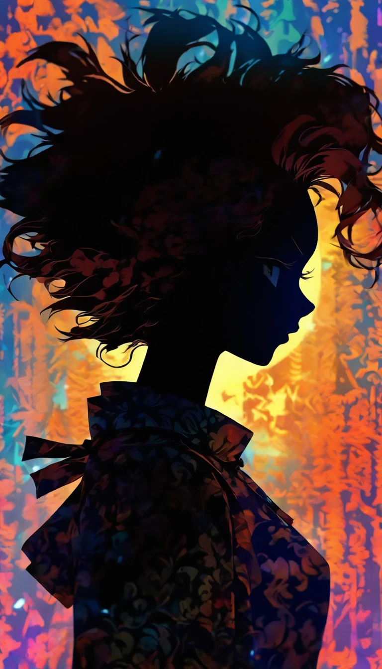(Silhouette art,incision:1.6)
(((arte em papel cortado,A world where only black exists:1.3)
(Cowboy shot),1 girl,Solo,
(Kimono Girl,profile:1.2),White, Clear and beautiful face,Behind the sunrise,hair
break
(rosette、viola Reddish:6.1)
Textured glass background,