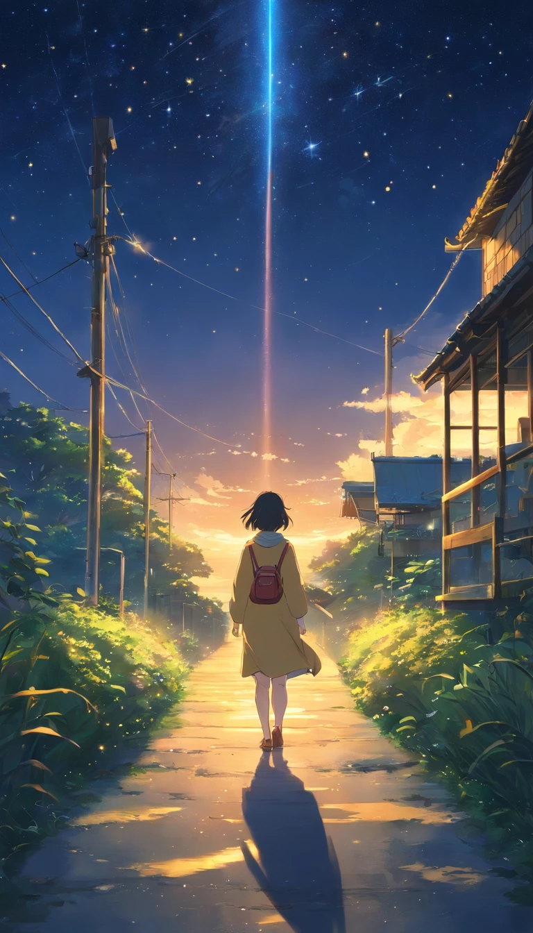 Golden goat、Background darkness、Landscape with stars shining