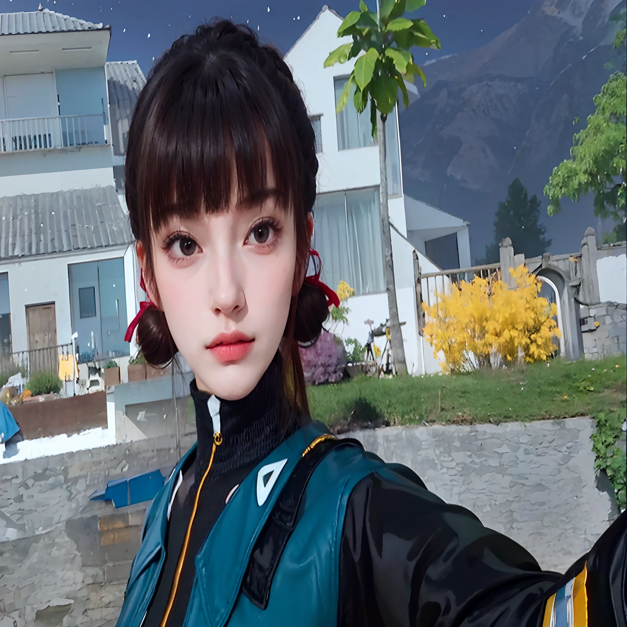 1girls, natural lightting, Top quality, Meisterwerk, Illustration, very delicate and beautiful, Highly detailed, CG, Einheit, 8k Hintergrundbild, amazing, detailliert, Meisterwerk, Top quality, Offizielle Kunst, sehr detailliertes CG Unite 8k Hintergrundbild, dumm, unglaublich albern, huge filesize, super detailliert, high resolution, Highly detailed, beautiful detailed girls, Double bun hairstyle,