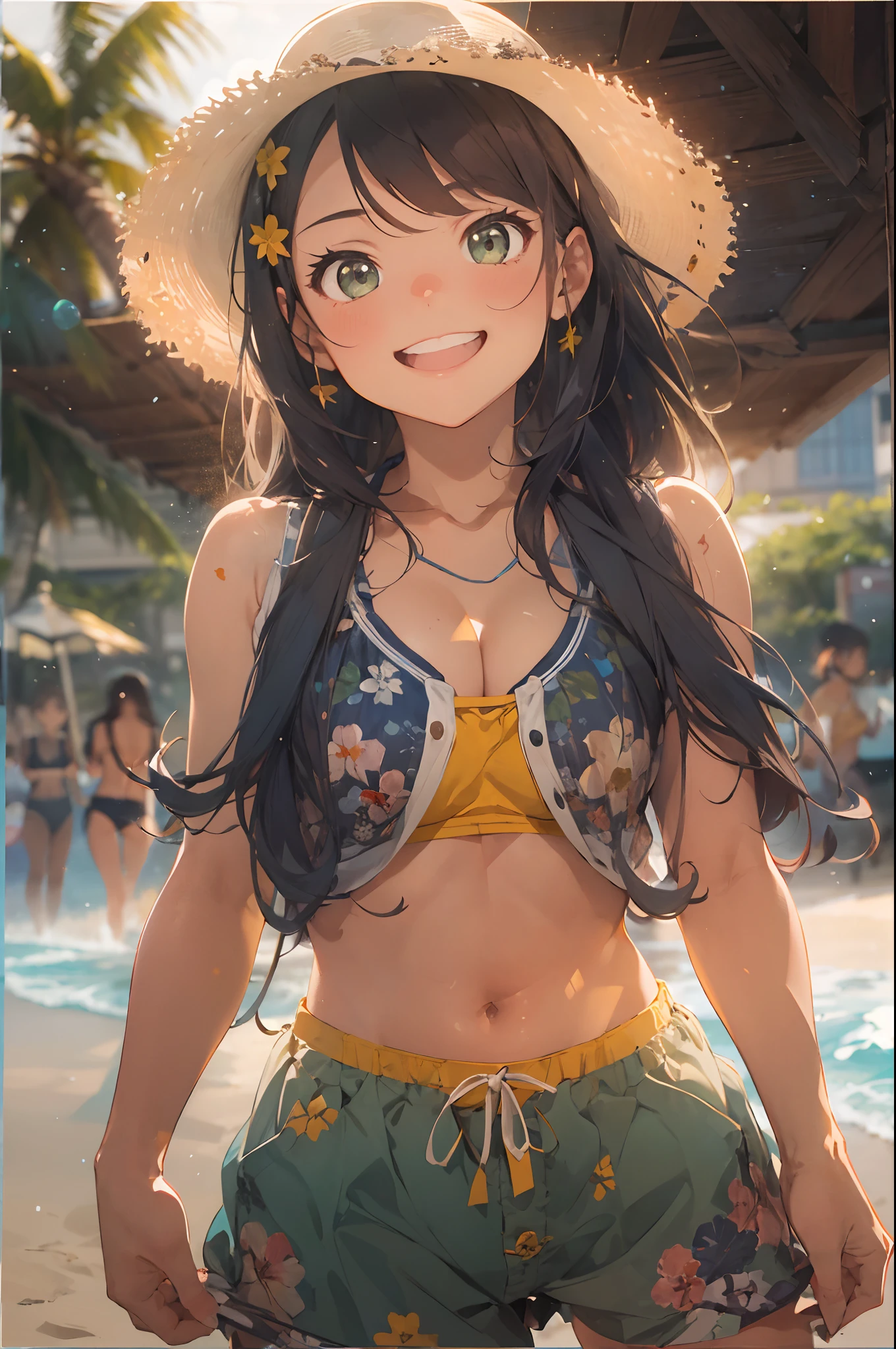 High resolution,
One beautiful young woman,
(soft saturation: 1.3), (fair skin: 1.2),
(ultra-detailed background, detailed background), bokeh,
Portrait of smiling girl breaking. When viewed from the front, the composition is symmetrical.
Look straight at you with serious eyes and break
yellow swimsuit, yellow bikini, middle breast,
outdoor, sea surface, sky, sunshine, summer beach, sand,
strong light, front light,
(Teenager: 1.3), (Cowboy Shot: 1.2), Break
angle from the front,
Look at the viewer,
Dynamic Pose,
Sitting on the beach

Wakame, wakame, wakame, wakame, wakame, wakame, wakame,