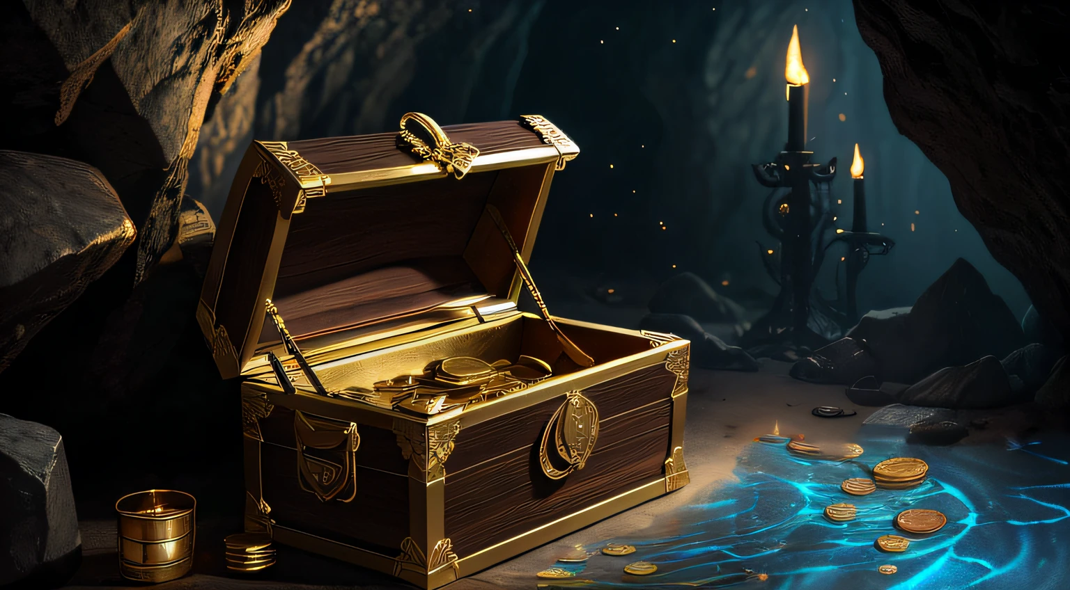 (best quality,4k,8k,highres,masterpiece:1.2),ultra-detailed,(realistic,photorealistic,photo-realistic:1.37),coins floating in dark blue water,liquid metal effect,subtle ripples,mysterious glow,ethereal atmosphere,underwater scene,stacks of golden coins,shimmering surface,dynamic perspective,sharp focus,studio lighting,drops of water,glimmering reflections,shades of blue,vivid colors,glowing highlights,dark shadows,seamless composition,rich texture,underwater treasure,abstract and surreal,beautifully crafted,depth and dimensionality,serene and tranquil,sparkles of light,dreamlike ambiance,elegantly patterned coins,mesmerizing and captivating,wave-like movement,magical and enchanting