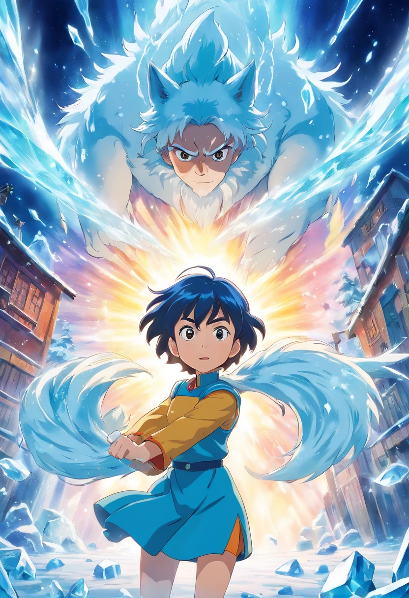 anime style, super hero, ice power