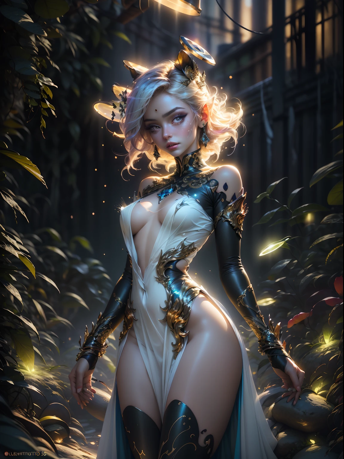 3d, isometric illustration , (cinematic lighting:1.3), (ethereal lighting:1.3), beautiful girl wearing exquisite flowing sequin garment, swirling, swirling light rays around, her wrist , glowing particles, swirling colourful halo in her wrist, big breasts, beautiful, full body, ultra realistic, Canon EOS 5D Mark IV DSLR, f/ 8, ISO 100, 1/ 250 second,