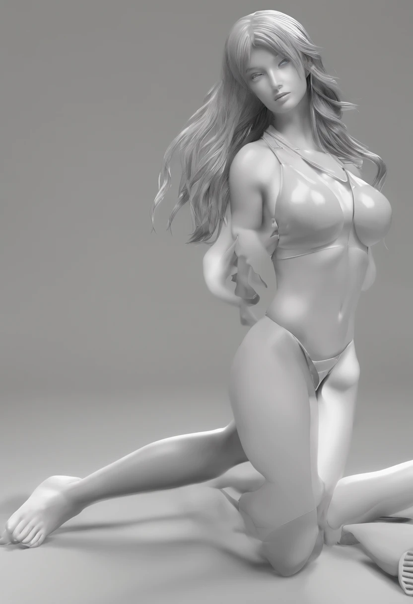 one woman, long hair loose, bikini, supine pose, clothes open, wet