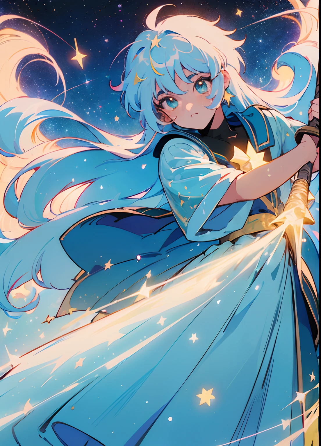 ((Magic boy), ((gorgeous starry sky background)), ((ultra-detalhado)), ((best illustration)), ((Cinematic lighting)), Dynamic angle, floating, finamente detalhado, (Glitter:1.2), (brilho:1.2), (brilhar:1.2), classic, Shy, calmo (Pintura:1.1), (esquete:1.1), (best quality), (master part:1.2), (estilo anime), (sozinho), ((master part)),(((best quality))), corpo inteiro, Full-height illustration, (ultra-detalhado, Altas, 4k:1.0), (master part, best quality) circunstanciado, arma (+ Shota menino, roupas pretas, many pieces, Complexo), + menino, menino novo, macho, pele bronzeada, Star Guardian, Evil, cabelos brancos, cabelos longos e lisos, Retro anime, cheio de detalhes l, Pose Zitai, Genshin Aventureiro, estrela, Charturnbetalora, Background Story, flaccid, master part, delicado, best quality, Beautiful, fim, determinado, sorrir, joelhos nus, pale skin beautiful detailed face, (cara bonito:1.3), (olhos grandes:1.3), (cabelos longos), (cabelos flutuantes:1.2), (magical girl outfit), roupa detalhada, (varinha espumante:1.3), (magic effects:1.3), (tecido transparente:1.1), (cintilar:1.2), (brilhar:1.2), (brilho:1.2), (flicker:1.2), (deslumbrar:1.2), Star Guardian
