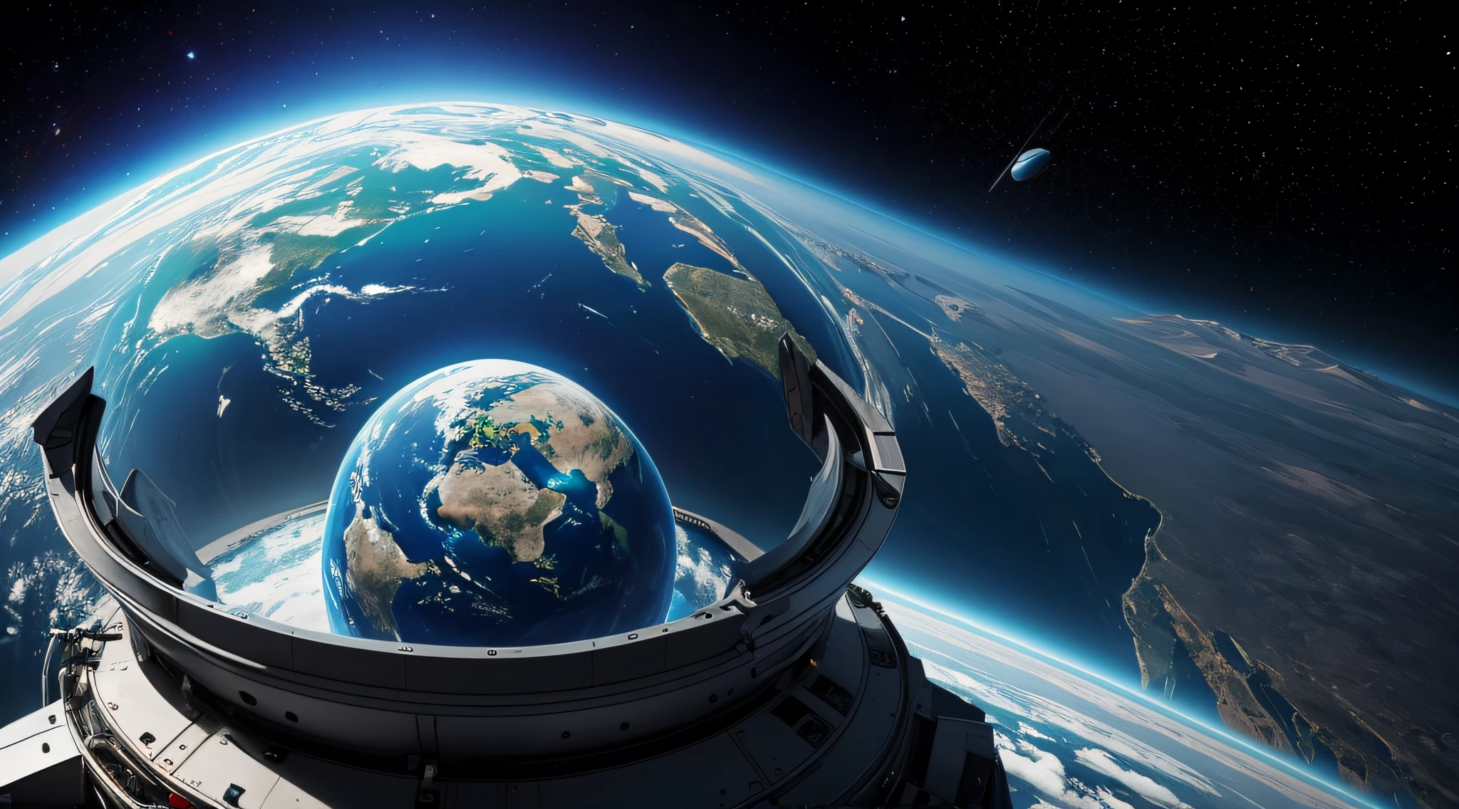 Generate an image of alien beings observing Earth from their spacecraft