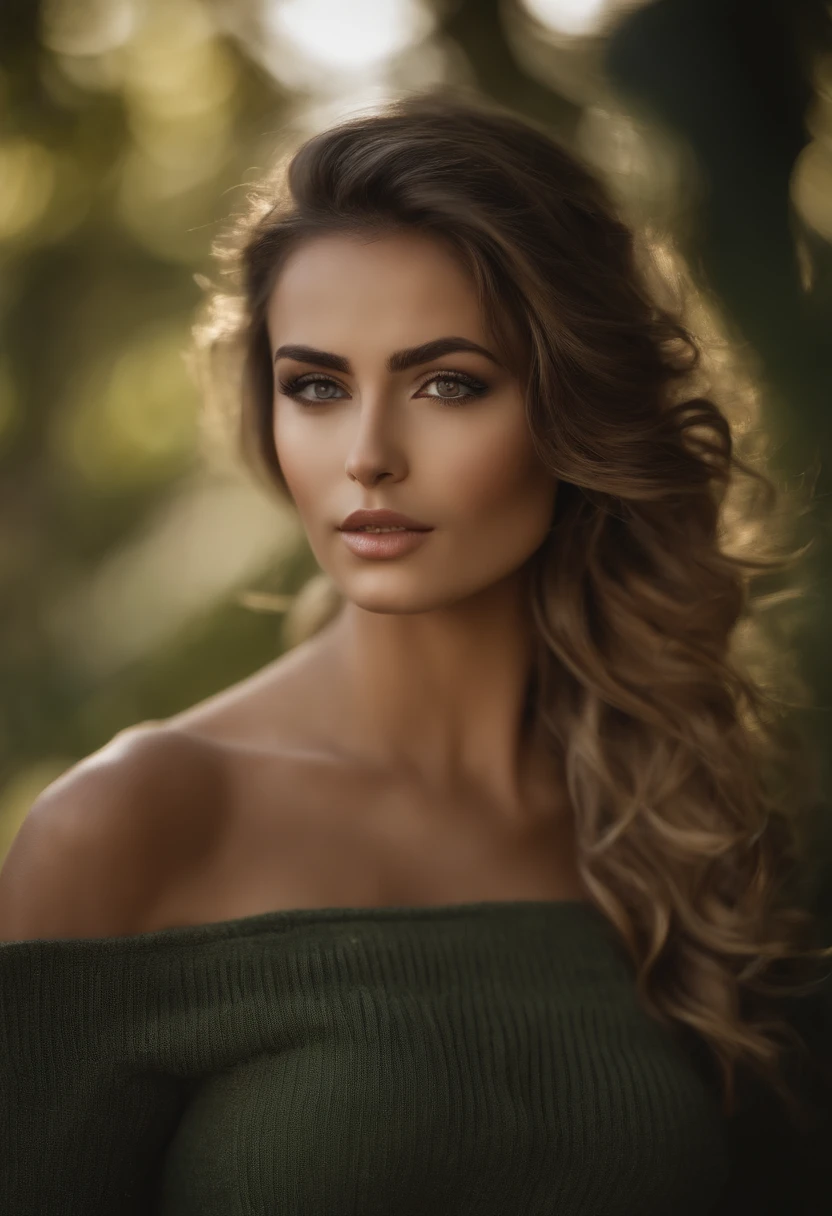 (Scharfer Fokus:1.2), Foto, Attractive young turkish woman, (Beautiful face:1.1), Detaillierte Augen, luscious lips, (Katzenaugen-Make-up:0.85), (largeeyes:1.0), (toned body:1.2), (lockiges Haar:1.2), (big booty:1.4), tragend (brechen:1.2) auf einem (Feldweg:1.2). (Stimmungsvolle Beleuchtung:1.2), Depth of field, bokeh, 4K, HDR. bis (Jakob C. Christensen:1.2|Jeremy Lipking:1.1).