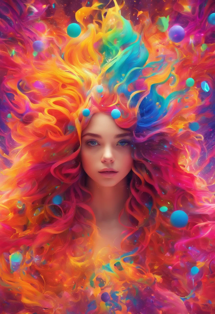 {{masterpiece}}, best quality, extremely detailed CG unity 8k wallpaper, cinematic lighting, lens flare, beautiful detail eyes, black, side glance, multicolor hair, colorful light, particles, heterochromia, (colorful:1.5), (colorful hair:1.5),