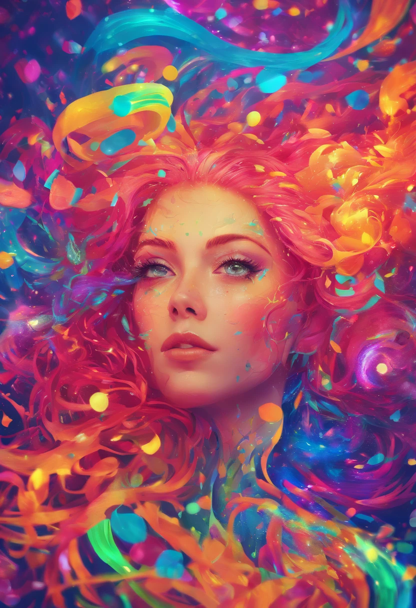 {{masterpiece}}, best quality, extremely detailed CG unity 8k wallpaper, cinematic lighting, lens flare, beautiful detail eyes, black,  side glance,  multicolor hair, colorful light, particles, heterochromia, (colorful:1.5), (colorful hair:1.5),