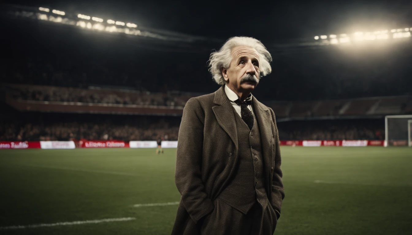 soccer dressed Albert Einstein