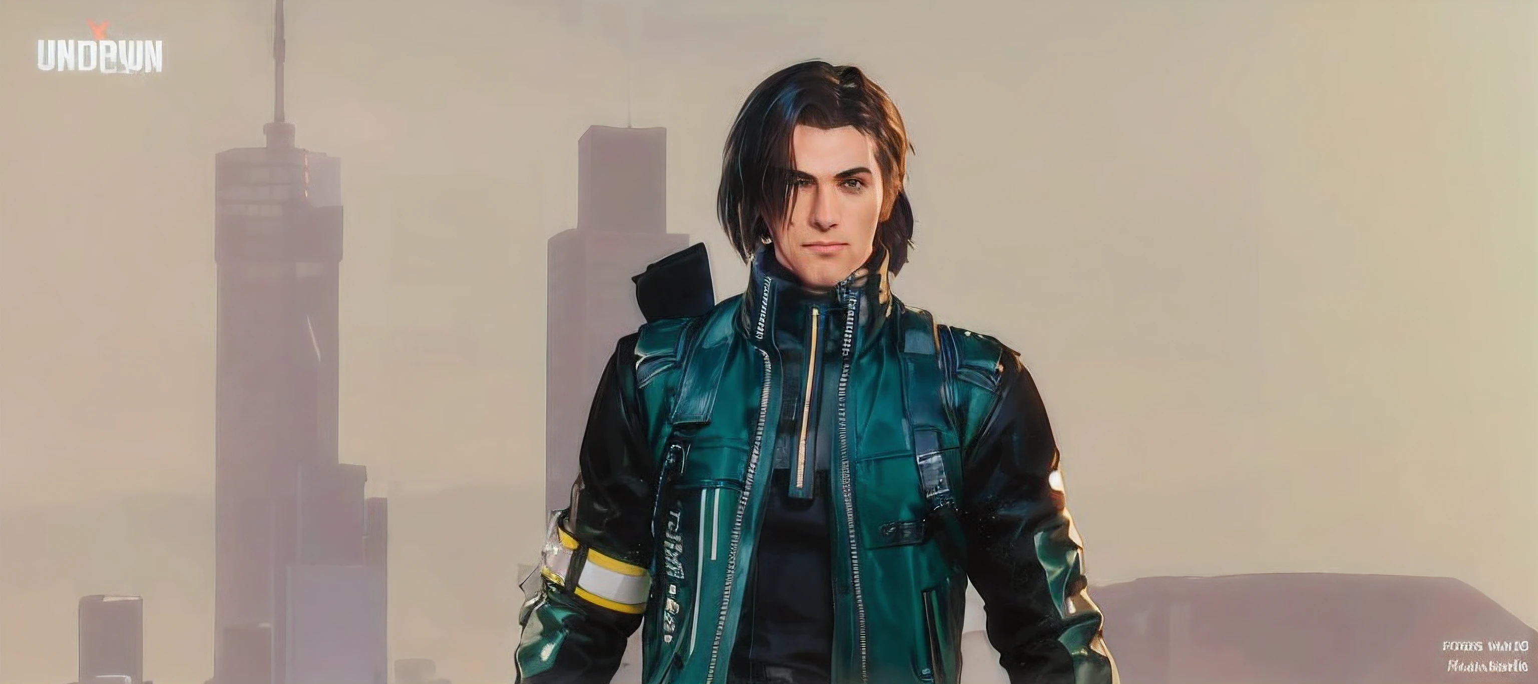 a close up of a person in a green jacket and black pants, wearing cyberpunk 2 0 7 7 jacket, makoto shinkai ( apex legends ), cyberpunk character, cyberpunk dude, cyberpunk street goon, cyberpunk hero, 8 k character details, main character, male character, as a character in tekken, hyper-realistic cyberpunk style, wearing cyberpunk streetwear, cinematic full character