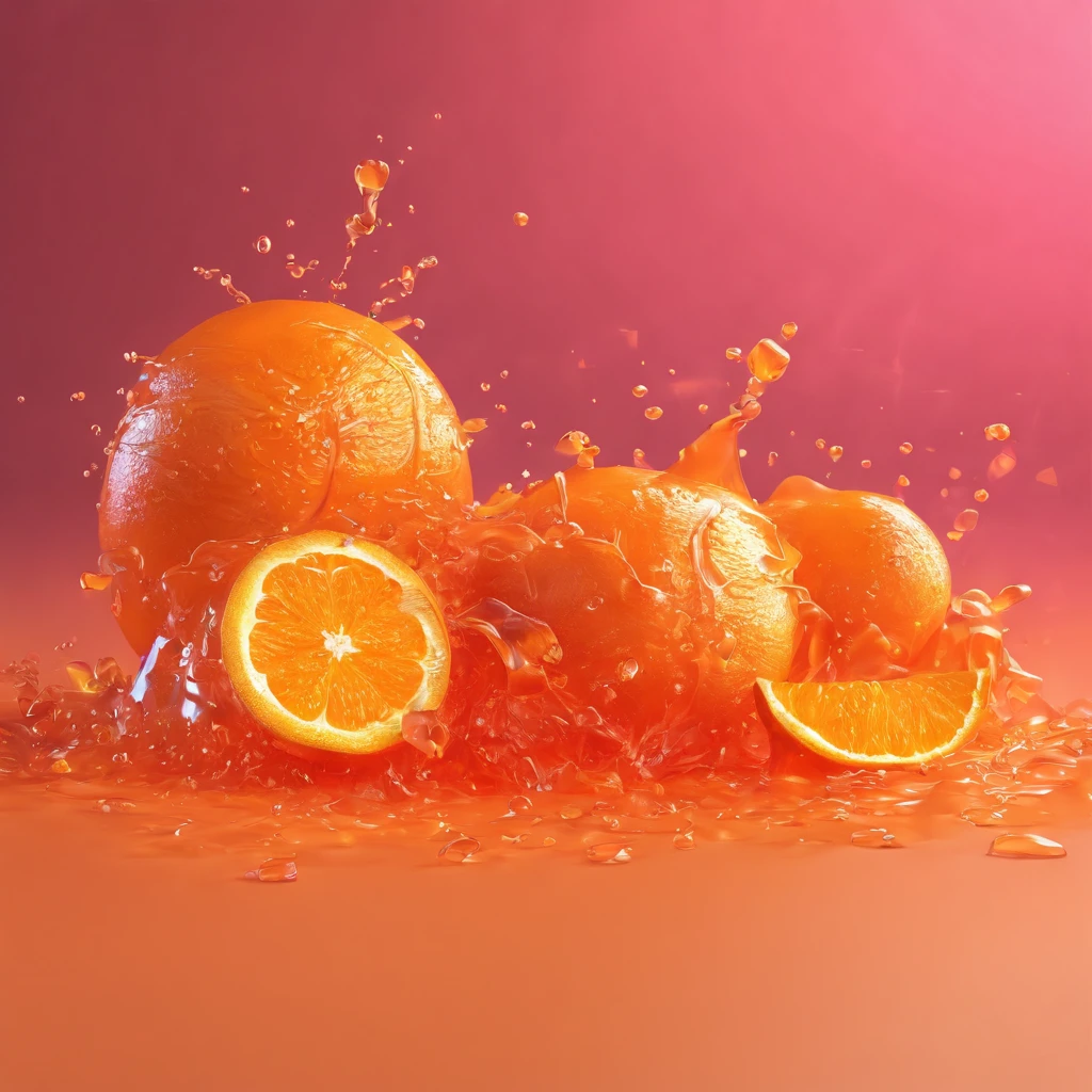 Slime laranja tecnologico em 3D. Mystical background with flashy colors
