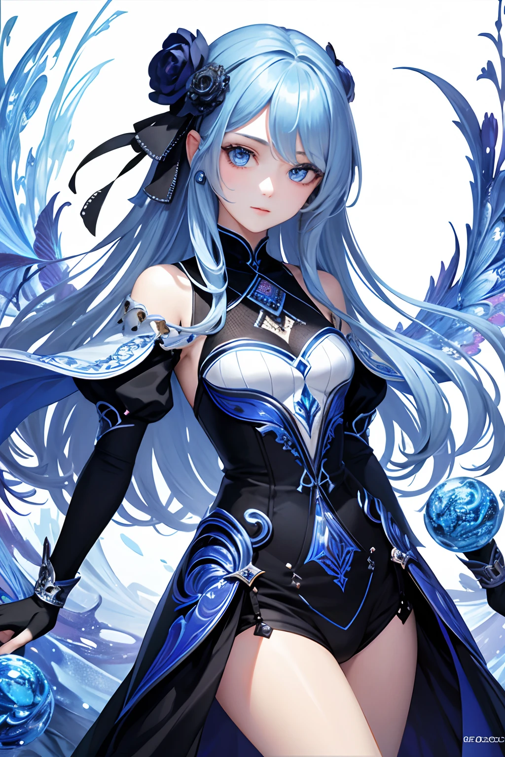 1 girl,Shimizu,Blue Butterfly,Pure white gauze skirt,shiny,Upper body close-up