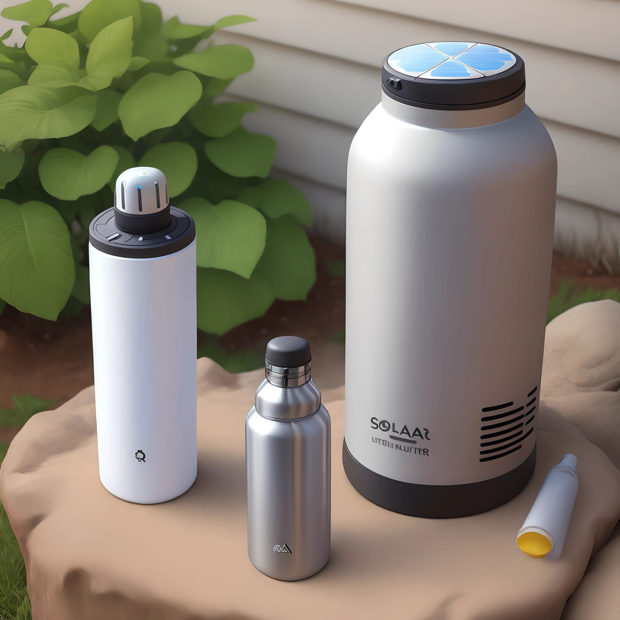 Solar rechargeable thermal purifier bottle.