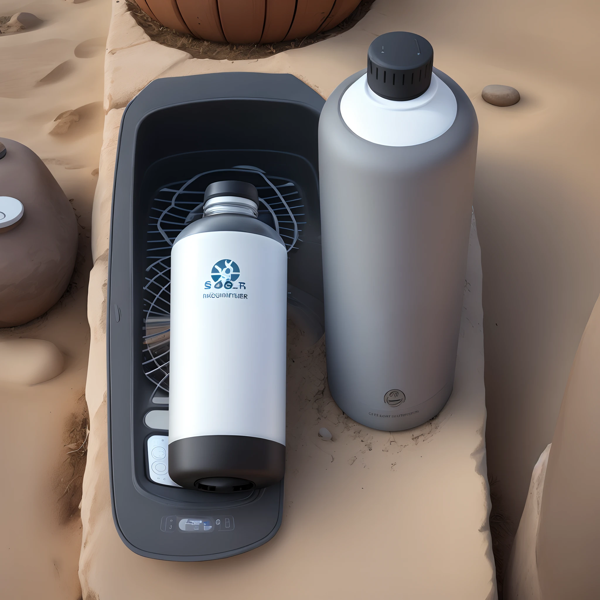 Solar rechargeable thermal purifier bottle.