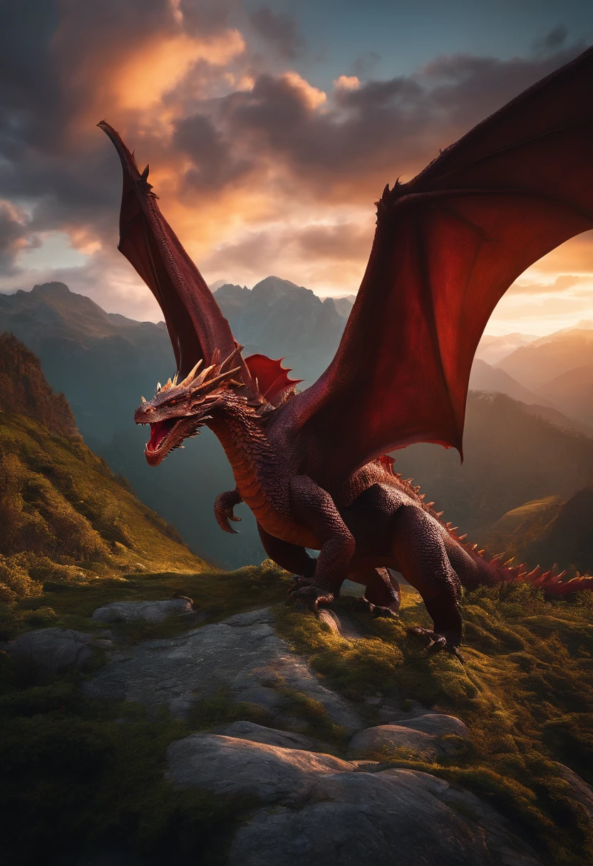 Imagine a world where dragons reign supreme, reshaping the landscape, 8k ultra