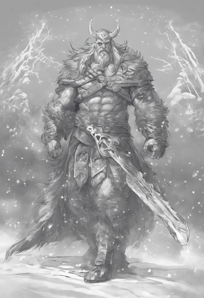 Estilo nordico,Nordic mythology,YMIR, Cuerpo gigante,Musculoso, Vestimenta nordica, Gigantesco,Fondo congelado, gigante de hielo, cuerpo completo, cuerpo congelado, baculo de hielo , Shot Type: Wide shot Style: Hyper-Realistic, Photo realism, cinematography --ar 9:16