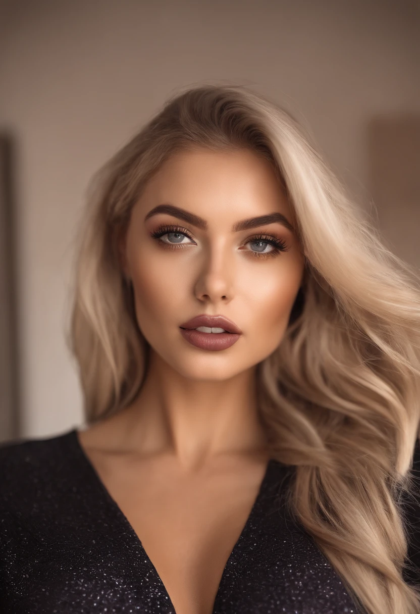 Woman with matching tank top and panties, Sexy girl with big boobs, portrait sophie mudd, portrait corinna kopf, blonde hair and large eyes, Selfie einer jungen Frau, Augen im club Violet Myers, ohne Make-up, Natural makeup, Blick direkt in die Kamera, Gesicht mit Artgram, dezentes Make-up, Stunning full body shot, im Schlafzimmer, Spaltung