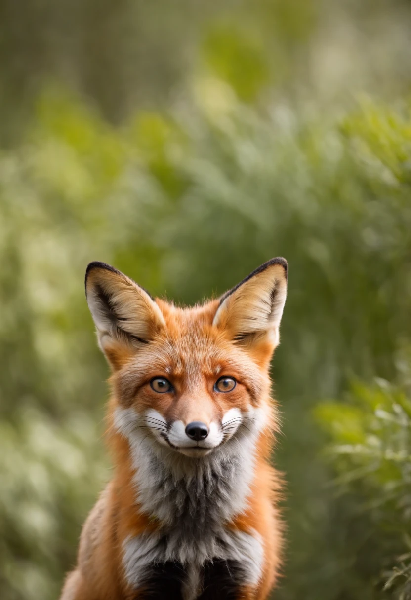 Symmetrical close-up portrait of high geographical nationality in the green jungle of an expressive fox, anamorphic lens, ultra-realistic, hiper-detalhado, green core, Jungle Core – AR 16:9 –q 2 –v 5