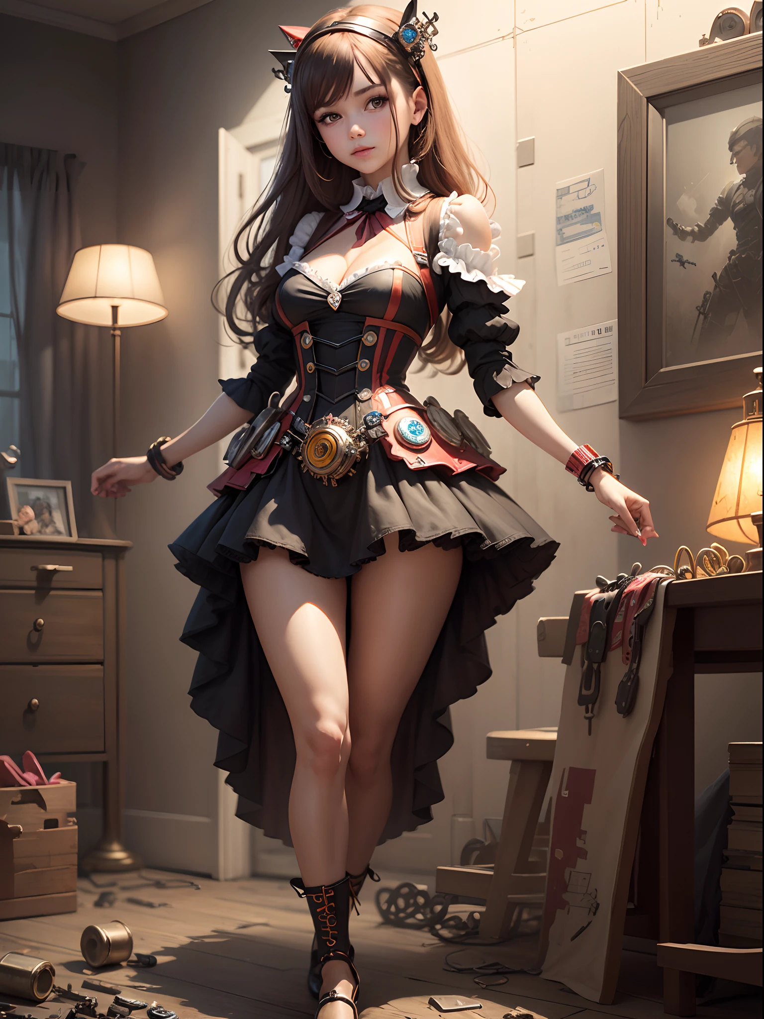 Toy Mechano girl, made from mechano toy parts.