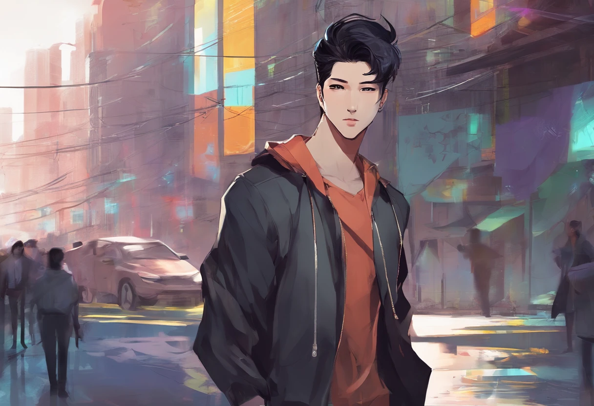 A man, gray jacket