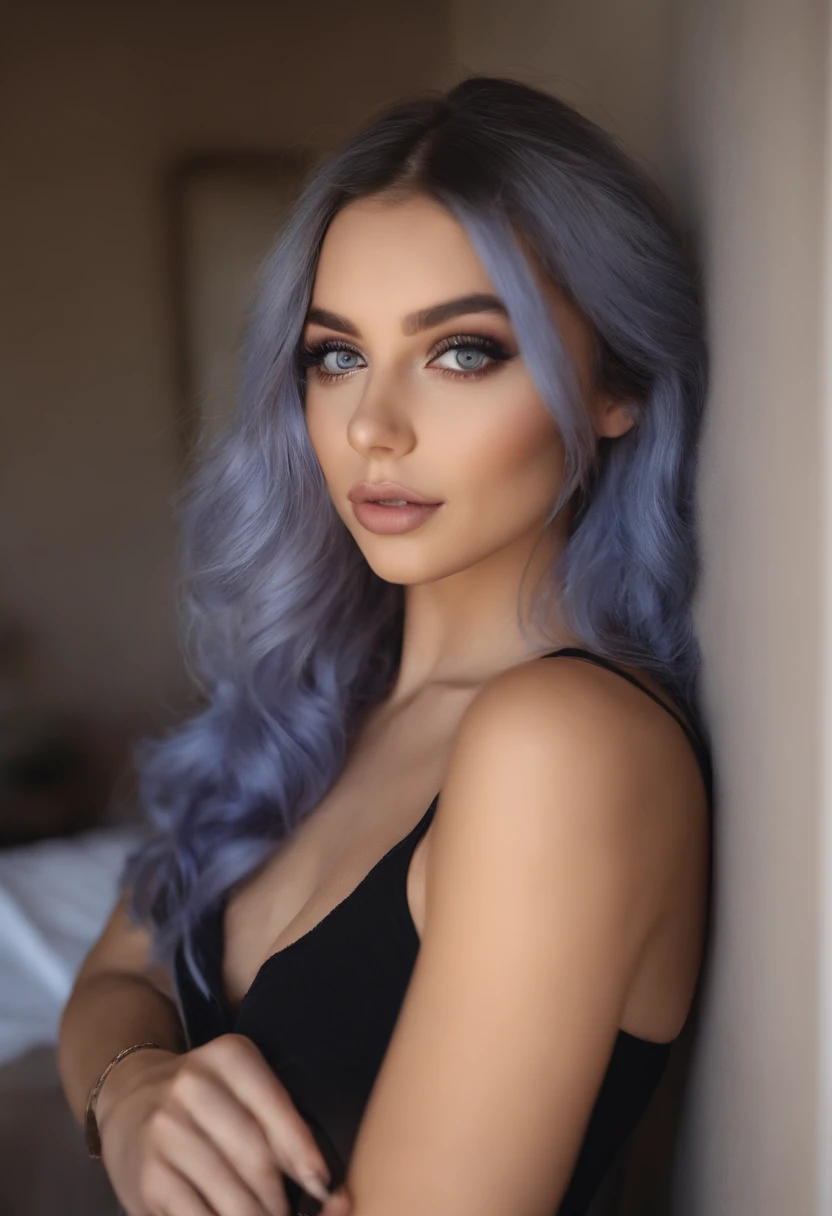 Arafed woman with big breasts, Sexy girl with green eyes, portrait sophie mudd, blue hair and big eyes, Selfie einer jungen Frau, Augen im Schlafzimmer, Violet Myers, ohne Make-up, Natural makeup, Blick direkt in die Kamera, Gesicht mit Artgram, dezentes Make-up, Stunning full body shot, piercing green eyes, Nice angle, Cute girl, Full body image, full entire body, full body shoot, brunette goddess, Hohe Detailgenauigkeit, Zufriedene Pose, Strand, Bikini, Im Sand spielen