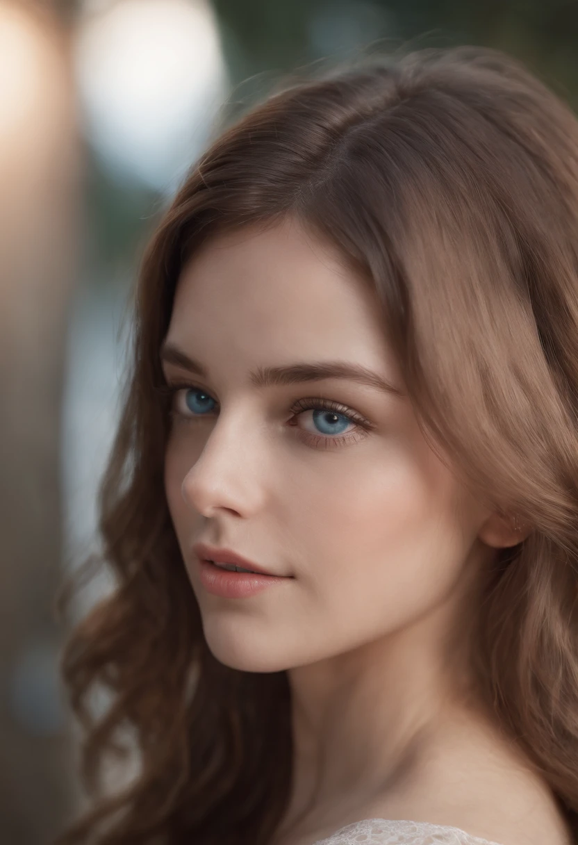 {{masterpiece}},best quality,highly detailed,extremely detailed CG unity 8k wallpaper, 1girl, blue eyes, wavy brown hair, upper body, shot,high close up, highly detailed,center frame,sharp focus, looking at viewer, floting hair,