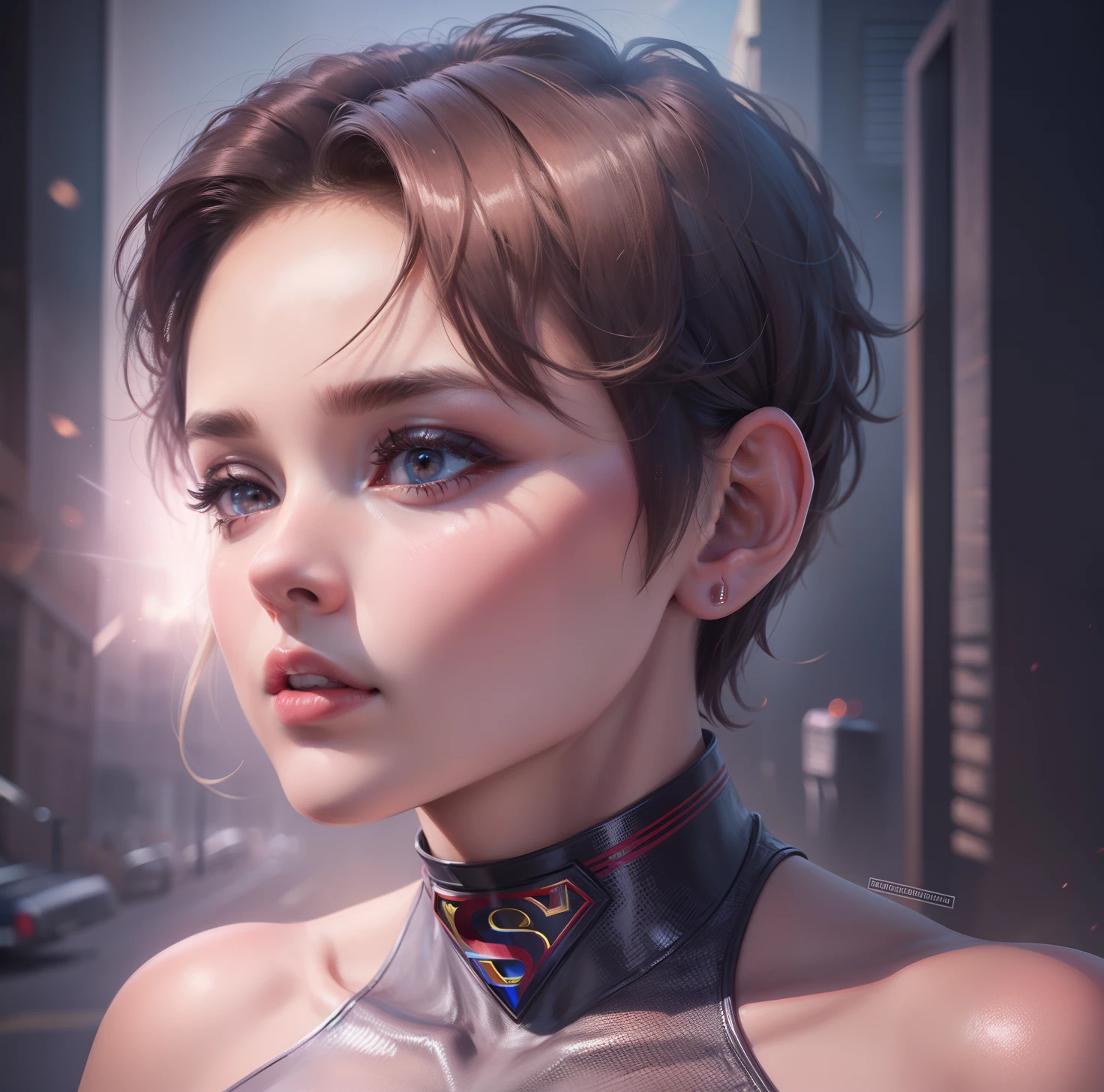 Super girl with short hair 4K high detail realistic face hd realistic face