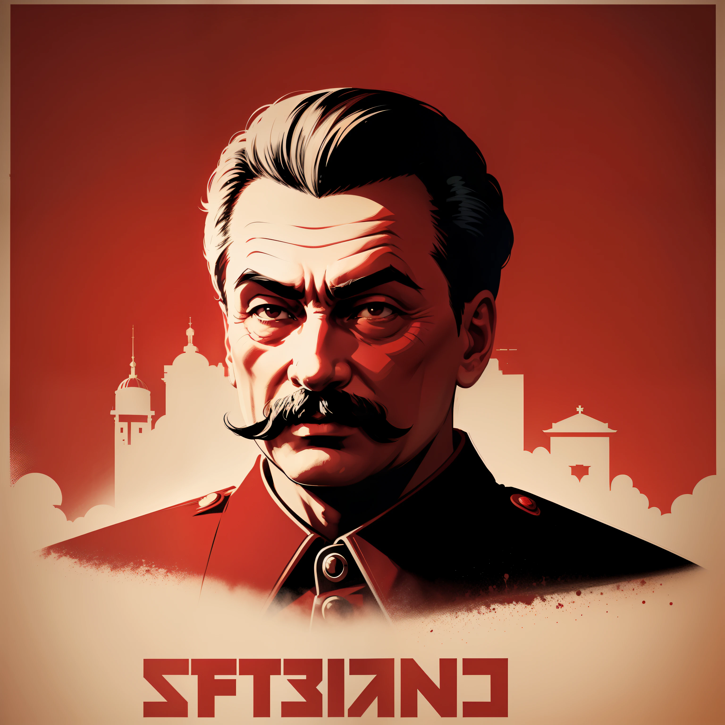 Stalin,Poster style,red theme,Silhouette style,