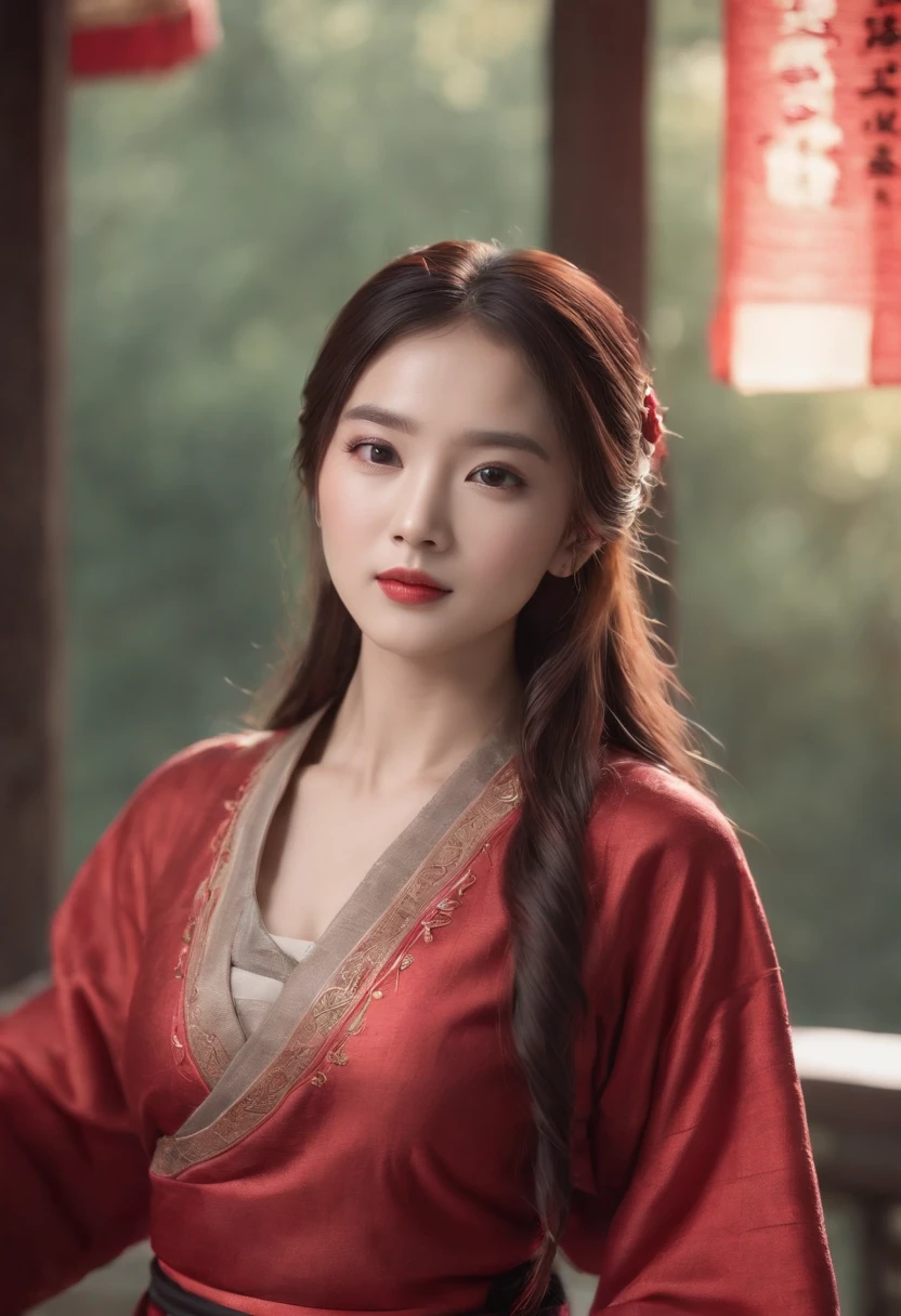 best quality, masterpiece, highres, 1girl, china hanfu,chinese architect background, red scarf, hair ornament,necklace, jewelry,Beautiful face,upon_body, tyndall effect,photorealistic, dark studio, rim lighting, two tone lighting,(high detailed skin:1.2), 8k uhd, dslr, soft lighting, high quality, volumetric lighting, candid, Photograph, high resolution, 4k, 8k, Bokeh,red dress girl