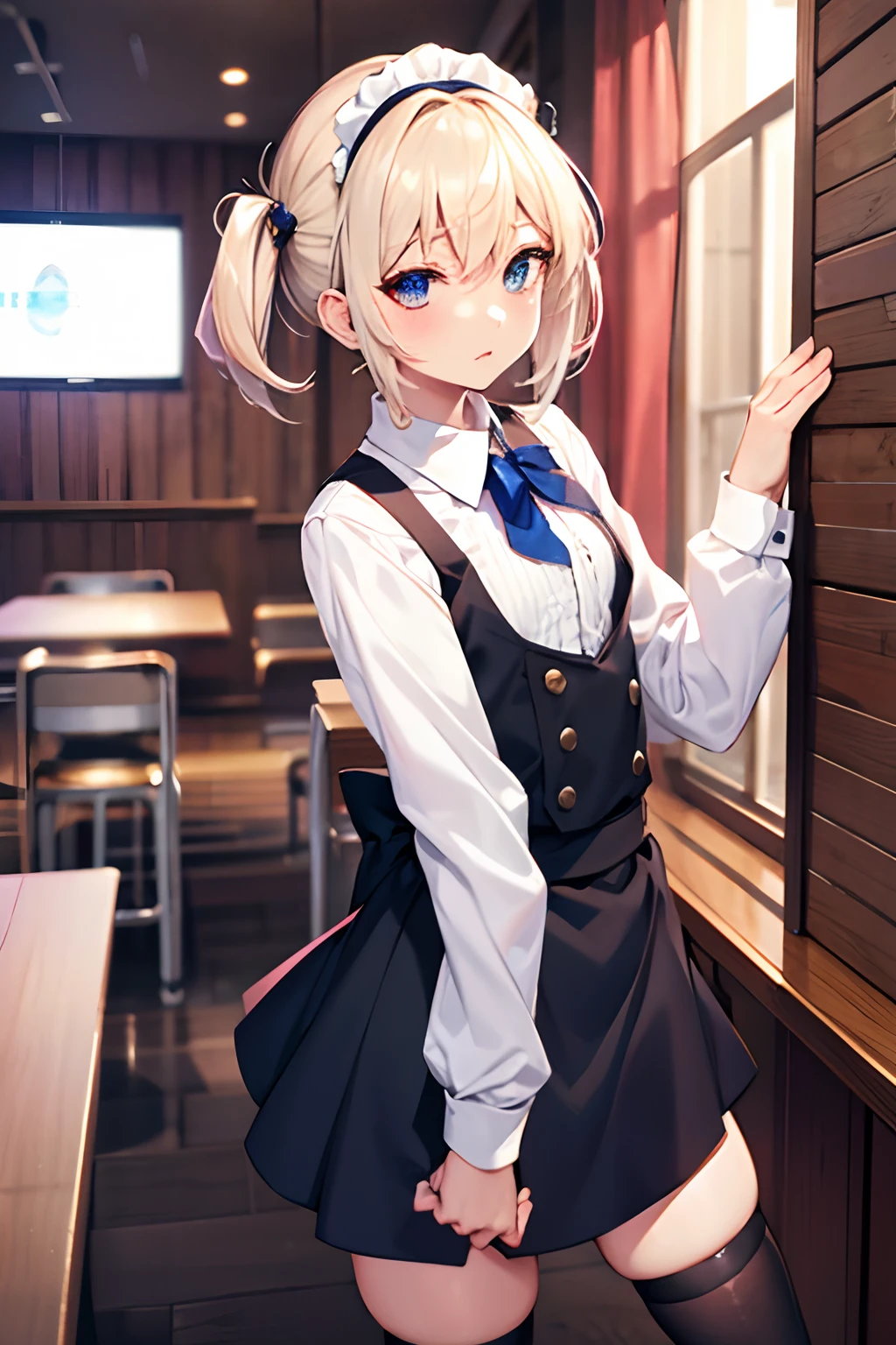 trap, waitress, male, femboy, flat chest, no breasts, boy, beautiful, well dressed