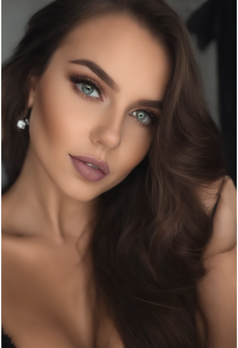 Femme arafed avec de gros seins, fille sexy aux yeux verts, Portrait Sophie Mudd, cheveux bruns et grands yeux, selfie of a young woman, Yeux de chambre, Violet Myers, sans maquillage, maquillage naturel, looking straight at camera, Visage avec Artgram, Maquillage subtil, Superbe photo du corps entier, piercing green eyes, Bel angle, fille mignonne, Image du corps entier, corps entier, Prise de vue du corps entier, brunette goddess, High detail, sexy pose, night club, parti, amusement ,sur un lit double avec un mec sur elle entrant de lui faire un bisous , dimension : 1200px par 628px