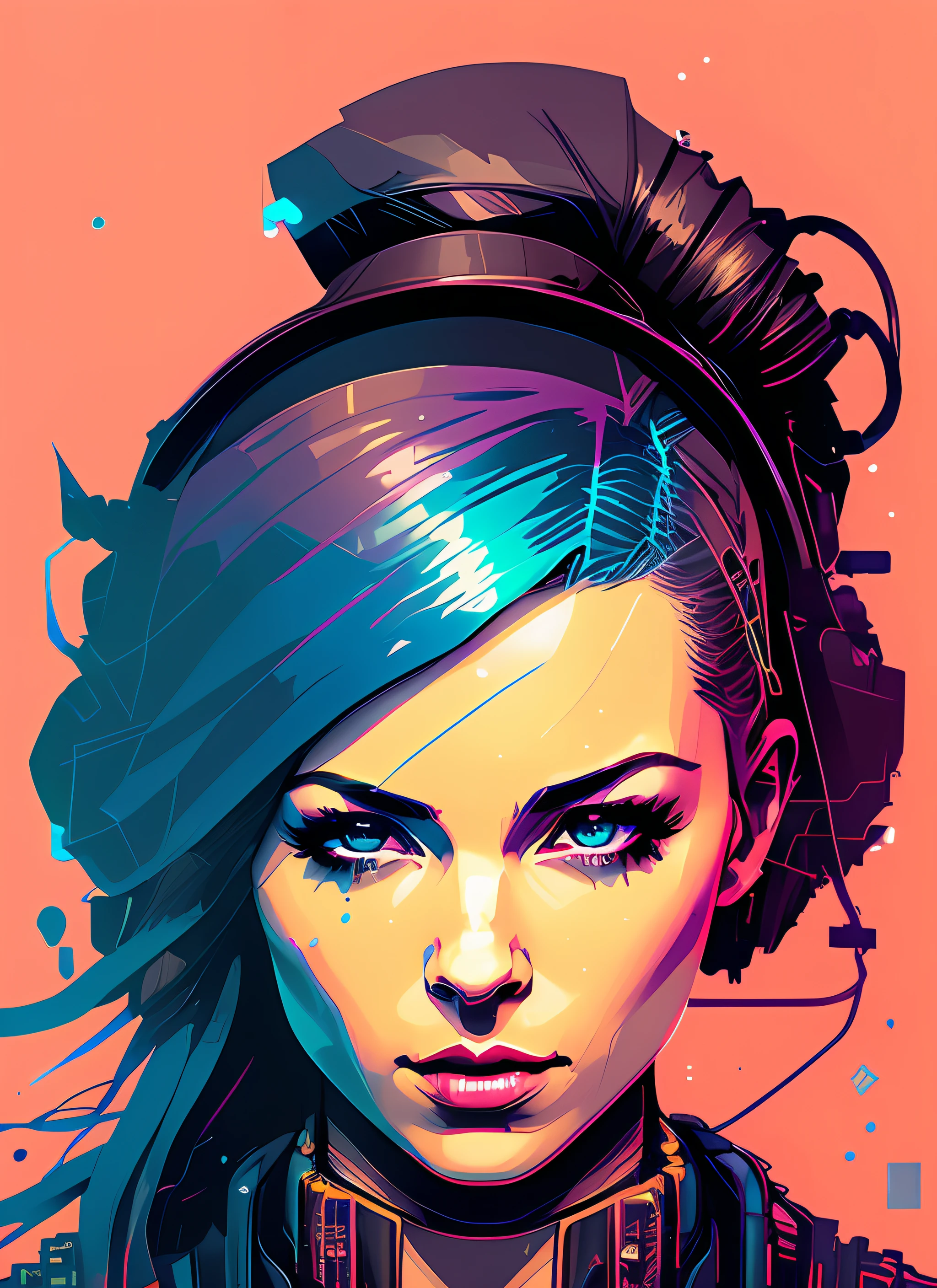 snthwve style nvinkpunk close up portrait of a punk woman, punk rock, roller derby, tank girl, bubblegum, edgy, dangerous, high detailed, 8k, by jeremy mann, by sandra chevrier, by dave mckean and richard avedon and maciej kuciara