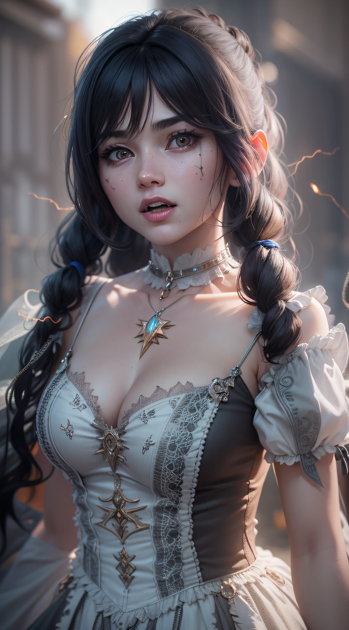 Vampire Gothic Loli, Cinematic, Hyper-detailed, insane details, Beautifully color graded, Unreal Engine, DOF, Super-Resolution, Megapixel, Cinematic Lightning, Anti-Aliasing, FKAA, TXAA, RTX, SSAO, Post Processing, Post Production, Tone Mapping, CGI, VFX, SFX, Insanely detailed and intricate, Hyper maximalist, Hyper realistic, Volumetric, Photorealistic, ultra photoreal, ultra- detailed, intricate details, 8K, Super detailed, Full color, Volumetric lightning, HDR, Realistic, Unreal Engine, 16K, Sharp focus