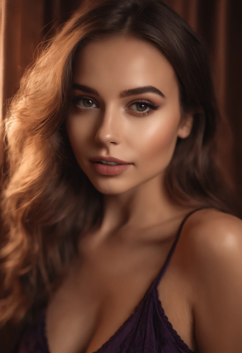 arafed woman fully , sexy Asian girl with brown, ultra realistic, meticulously detailed, portrait sophie mudd, blonde hair and large eyes, selfie of a young woman, bedroom eyes, Isabel Moner, dark brown hair, short layered hair, messy fluffy wavy Bob, curly Bob, side part, without makeup, natural makeup, looking directly at the camera, face with artgram, subtle makeup, stunning full body shot kneeling on bed, in bedroom, medium to large size bust; ; ;naked, showing, medium to large breasts exposed, shaved bottom,